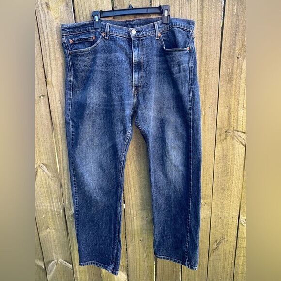 Levis 505 Jeans Mens Blue Medium Wash Straight Leg Classic Fit tag 40x30 - Picture 2 of 7